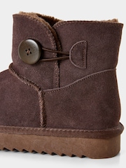 Joe Browns Brown Cosy Sheepskin Real Suede Button Detail Ankle Boots - Image 4 of 4