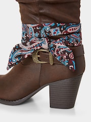 Joe Browns Brown Bandana Trim Knee High Long Boots - Image 6 of 6