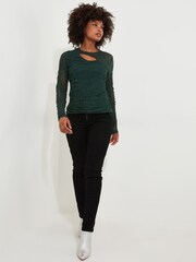 Joe Browns Green Cutout Textured Long Sleeve Top - Image 2 of 6