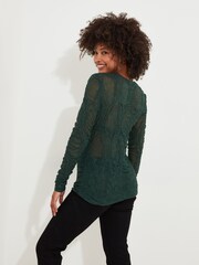 Joe Browns Green Cutout Textured Long Sleeve Top - Image 4 of 6
