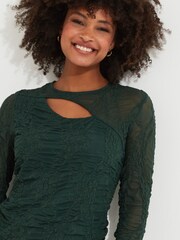 Joe Browns Green Cutout Textured Long Sleeve Top - Image 5 of 6