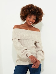 Joe Browns Natural Balloon Sleeve Off The Shoulder Bardot Jumper - Image 1 of 5