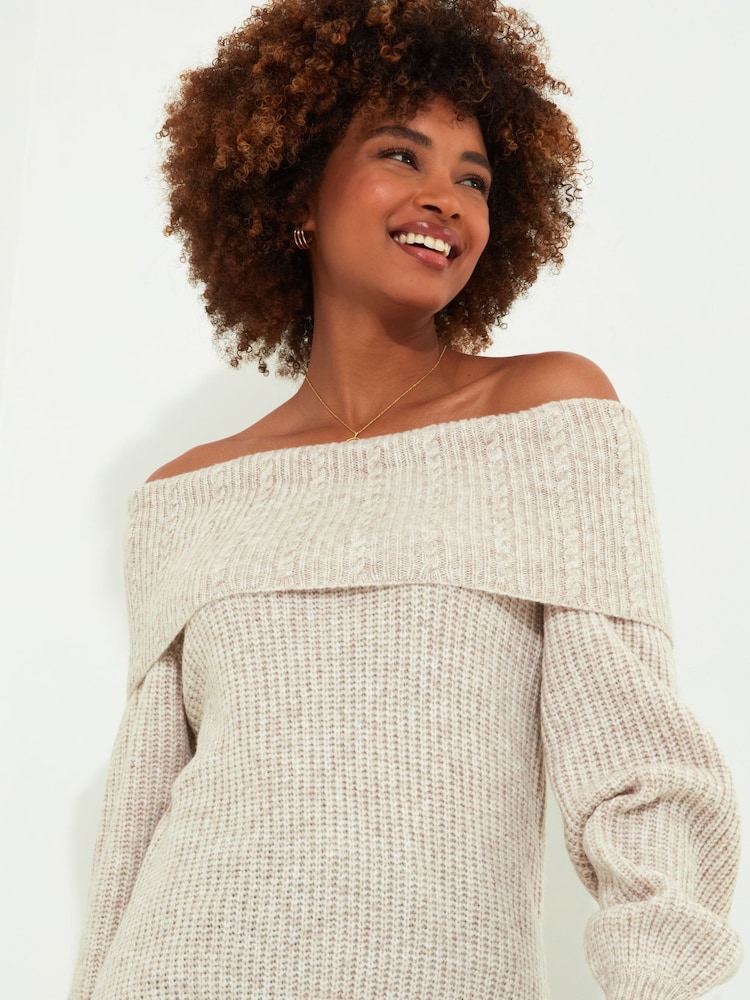 Joe Browns Natural Balloon Sleeve Off The Shoulder Bardot Jumper - Image 2 of 5
