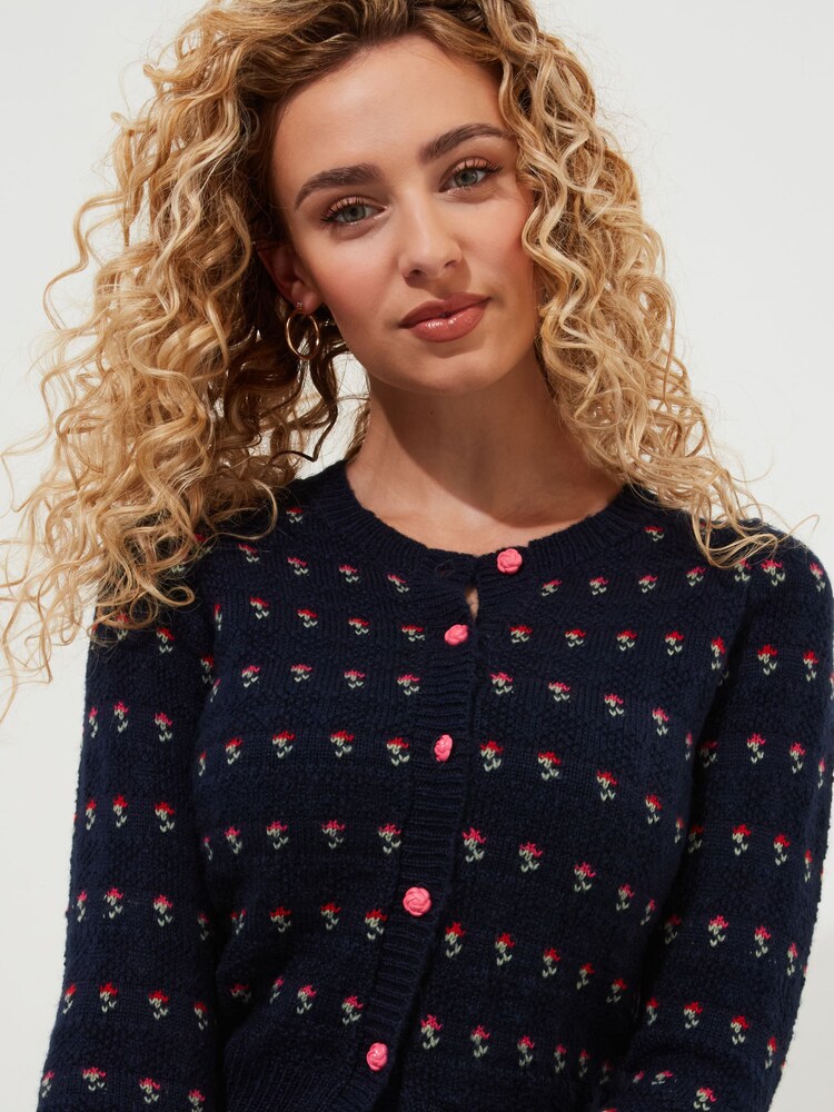 Joe Browns Blue Dainty Floral Knit Cardigan - Image 2 of 6 Joe Browns Blue Dainty Floral Knit Cardigan - Image 2 of 6