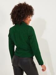 Joe Browns Green Dogtooth Cropped Biker Jacket - Image 2 of 6