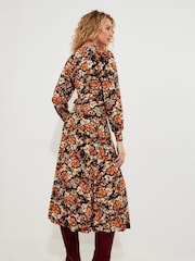Joe Browns Brown Autumnal Floral V-Neck Jersey Midi Dress - Image 4 of 5