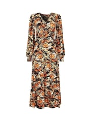Joe Browns Brown Autumnal Floral V-Neck Jersey Midi Dress - Image 5 of 5