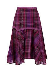 Joe Browns Purple Shimmer Check Handkerchief Hem Skirt - Image 1 of 2