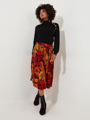 Joe Browns Black Autumnal Floral Midi Skirt - Image 1 of 6