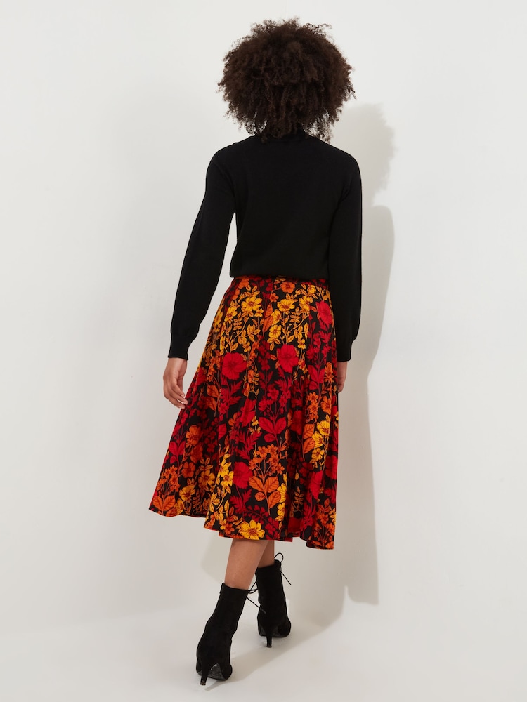 Joe Browns Black Autumnal Floral Midi Skirt - Image 2 of 6