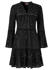 Joe Browns Black Diamanté Detail Tiered Sheer 100% Cotton Tunic Top - Image 7 of 7