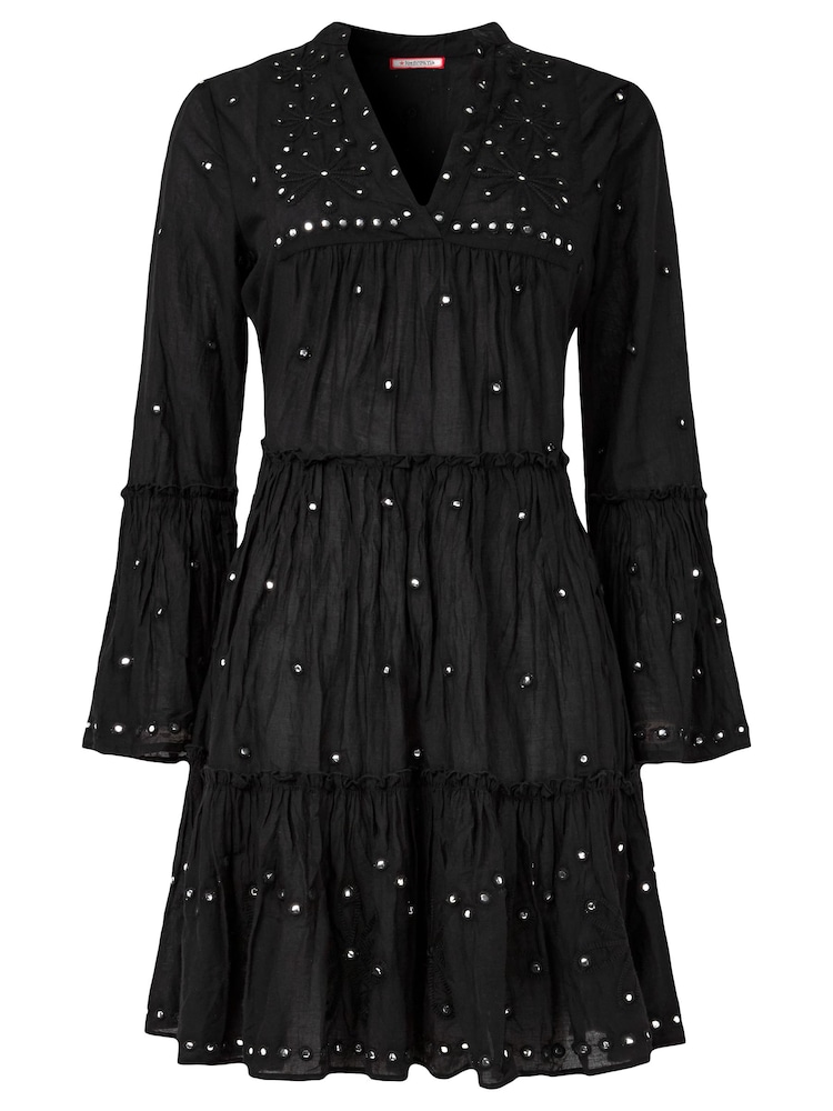 Joe Browns Black Diamanté Detail Tiered Sheer 100% Cotton Tunic Top - Image 7 of 7