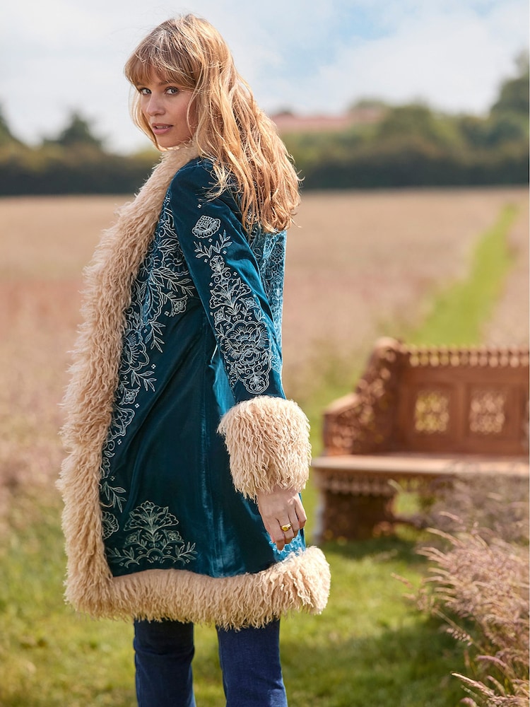 Buy Joe Browns Green Boutique Boho Embroidered Shaggy Faux Fur
