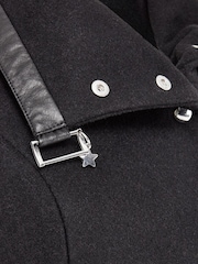 Joe Browns Black Slim Fit PU Sleeve Zip Detail Belted Coat - Image 8 of 8