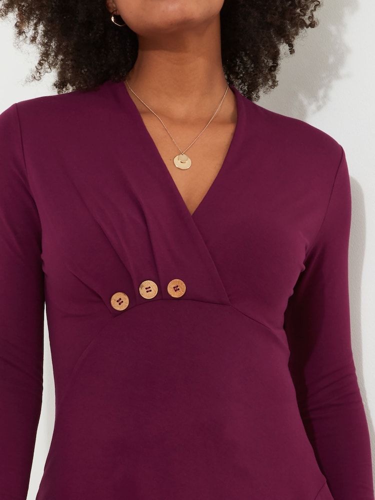 Joe Browns Purple Slim Fit Asymmetric Hem Long Sleeve Tunic - Image 2 of 6
