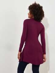 Joe Browns Purple Slim Fit Asymmetric Hem Long Sleeve Tunic - Image 4 of 6