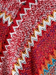 Joe Browns Red Bold Zig Zag Fringed Knitted Poncho - Image 2 of 2
