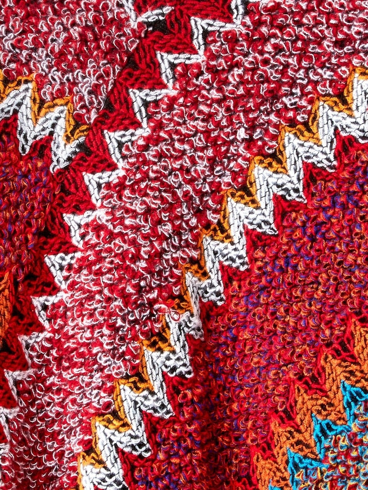 Joe Browns Red Bold Zig Zag Fringed Knitted Poncho - Image 2 of 2