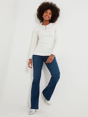 Joe Browns Cream Lace Trim Ribbon Tie Long Sleeve Ribbed Jersey Top - Image 3 of 5