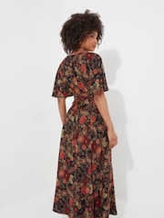 Joe Browns Brown Dark Autumn Floral Print Wide Sleeve Button Through Maxi Dress - Image 3 of 8