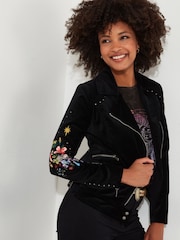 Joe Browns Black Boutique Wild And Free Embroidered Velvet Jacket - Image 1 of 8