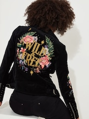 Joe Browns Black Boutique Wild And Free Embroidered Velvet Jacket - Image 3 of 8