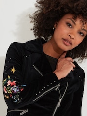 Joe Browns Black Boutique Wild And Free Embroidered Velvet Jacket - Image 4 of 8