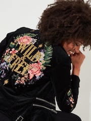 Joe Browns Black Boutique Wild And Free Embroidered Velvet Jacket - Image 5 of 8
