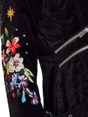 Joe Browns Black Boutique Wild And Free Embroidered Velvet Jacket - Image 8 of 8