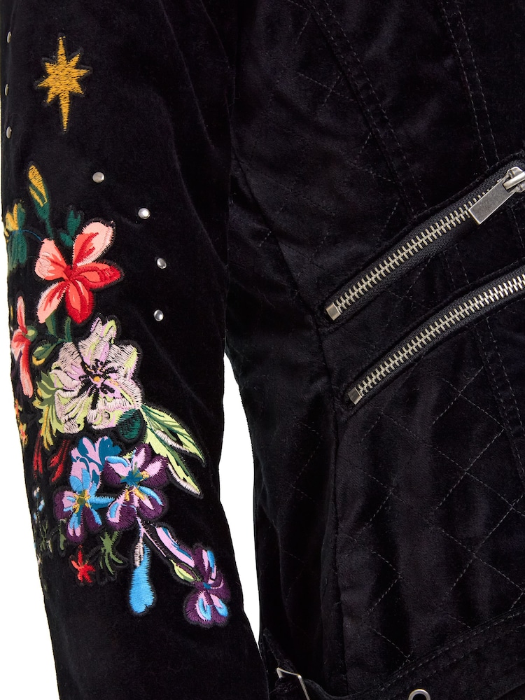 Joe Browns Black Boutique Wild And Free Embroidered Velvet Jacket - Image 8 of 8