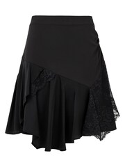 Joe Browns Black Lace Panel Asymmetric Hem Cutabout Mini Skirt - Image 6 of 6