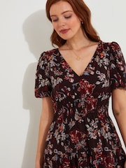 Joe Browns Purple Dark Floral Print Elasticated Waist Maxi Dress - Image 3 of 5