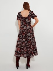 Joe Browns Purple Dark Floral Print Elasticated Waist Maxi Dress - Image 4 of 5