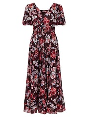 Joe Browns Purple Dark Floral Print Elasticated Waist Maxi Dress - Image 5 of 5