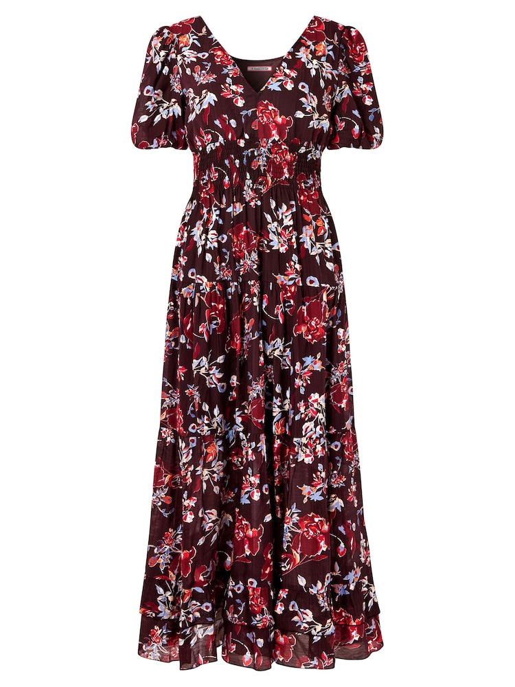 Joe Browns Purple Dark Floral Print Elasticated Waist Maxi Dress - Image 5 of 5