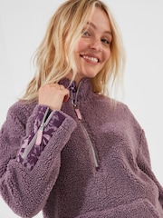Joe Browns Purple Sloe Joes Cosy Oversized 1/2 Zip Funnel Neck Borg Fleece - Image 2 of 9