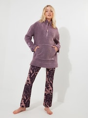 Joe Browns Purple Sloe Joes Cosy Oversized 1/2 Zip Funnel Neck Borg Fleece - Image 3 of 9