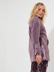 Joe Browns Purple Sloe Joes Cosy Oversized 1/2 Zip Funnel Neck Borg Fleece - Image 4 of 9