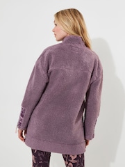 Joe Browns Purple Sloe Joes Cosy Oversized 1/2 Zip Funnel Neck Borg Fleece - Image 5 of 9
