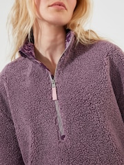 Joe Browns Purple Sloe Joes Cosy Oversized 1/2 Zip Funnel Neck Borg Fleece - Image 7 of 9