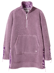 Joe Browns Purple Sloe Joes Cosy Oversized 1/2 Zip Funnel Neck Borg Fleece - Image 8 of 9