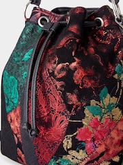 Joe Browns Black Metallic Florals Patchwork Drawstring Bag - Image 3 of 4