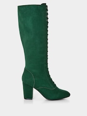 Joe Browns Green Long Microsuede Lace Up Heeled Boots - Image 1 of 6