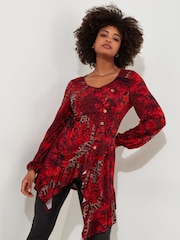 Joe Browns Orange Shirred Back Tie Waist Jersey Tunic Top - Image 1 of 6