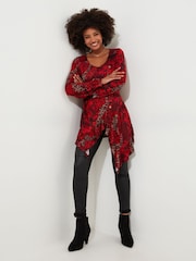 Joe Browns Orange Shirred Back Tie Waist Jersey Tunic Top - Image 2 of 6