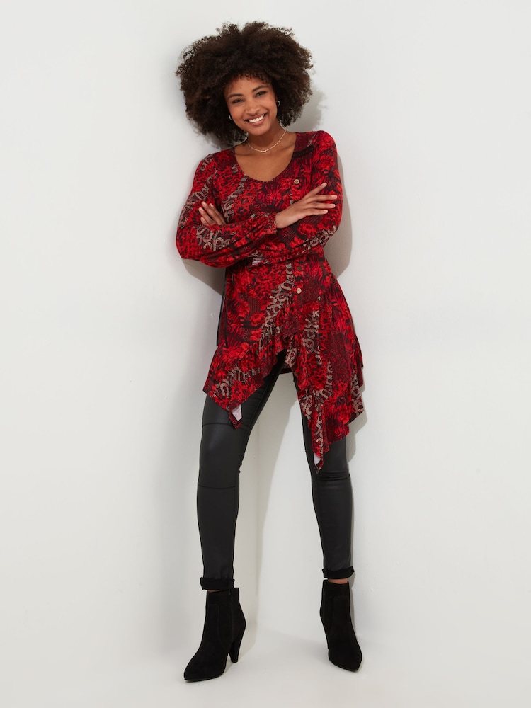Joe Browns Orange Shirred Back Tie Waist Jersey Tunic Top - Image 2 of 6