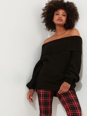 Joe Browns Black Balloon Sleeve Off The Shoulder Bardot Jumper - Image 1 of 4
