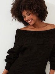 Joe Browns Black Balloon Sleeve Off The Shoulder Bardot Jumper - Image 3 of 4