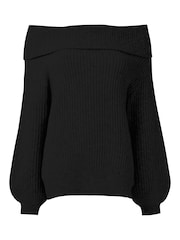 Joe Browns Black Balloon Sleeve Off The Shoulder Bardot Jumper - Image 4 of 4