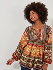 Joe Browns Orange Boho Beaded Balloon Sleeve Blouse - Image 1 of 6